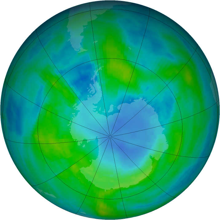 Antarctic ozone map for 15 April 1982